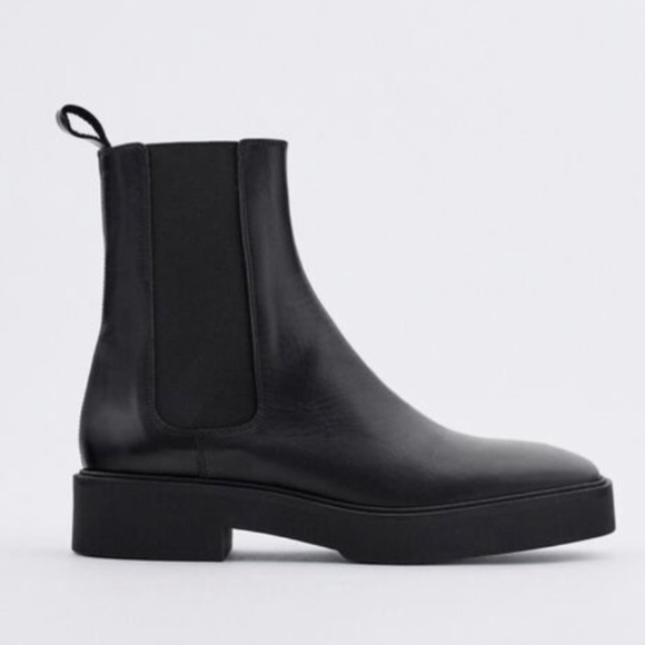 SOLD - ZARA Leather Ankle Boots Square Toe - Picture 3 of 5